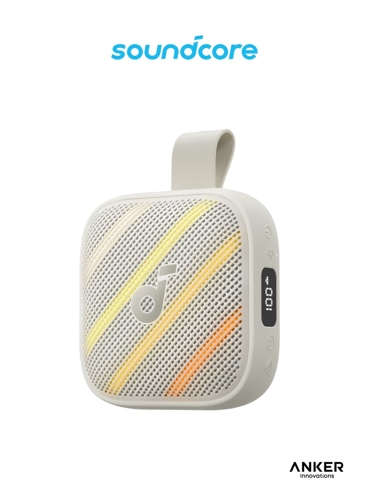 Boom Go 3i Portable Bluetooth Speaker by Anker, 24H Playtime, 15W Punchy Sound, Emergency Power Bank, Powerful BassUp 2.0, Bluetooth 6.0, IP68 Waterproof for Hiking/Cycling/Camping White