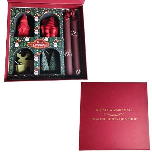 Hecate Magic Mall Christmas Scented Candle Gift Box | Set of 9 – Santa, Deer, Gift, Cake, Christmas Tree & Pillar Candles | Premium Festive Home Décor & Gifting | Long-Lasting Fragrance (Pack of 1)