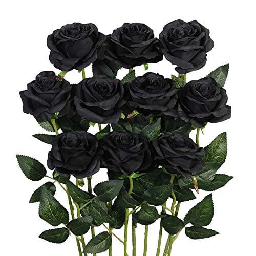 Luyue 10PCS Artificial Roses Flower with Stems Slik Fake Flowers Bouquet Realistic Long Stem Faux Rose for Valentines Day Wedding Home Decor