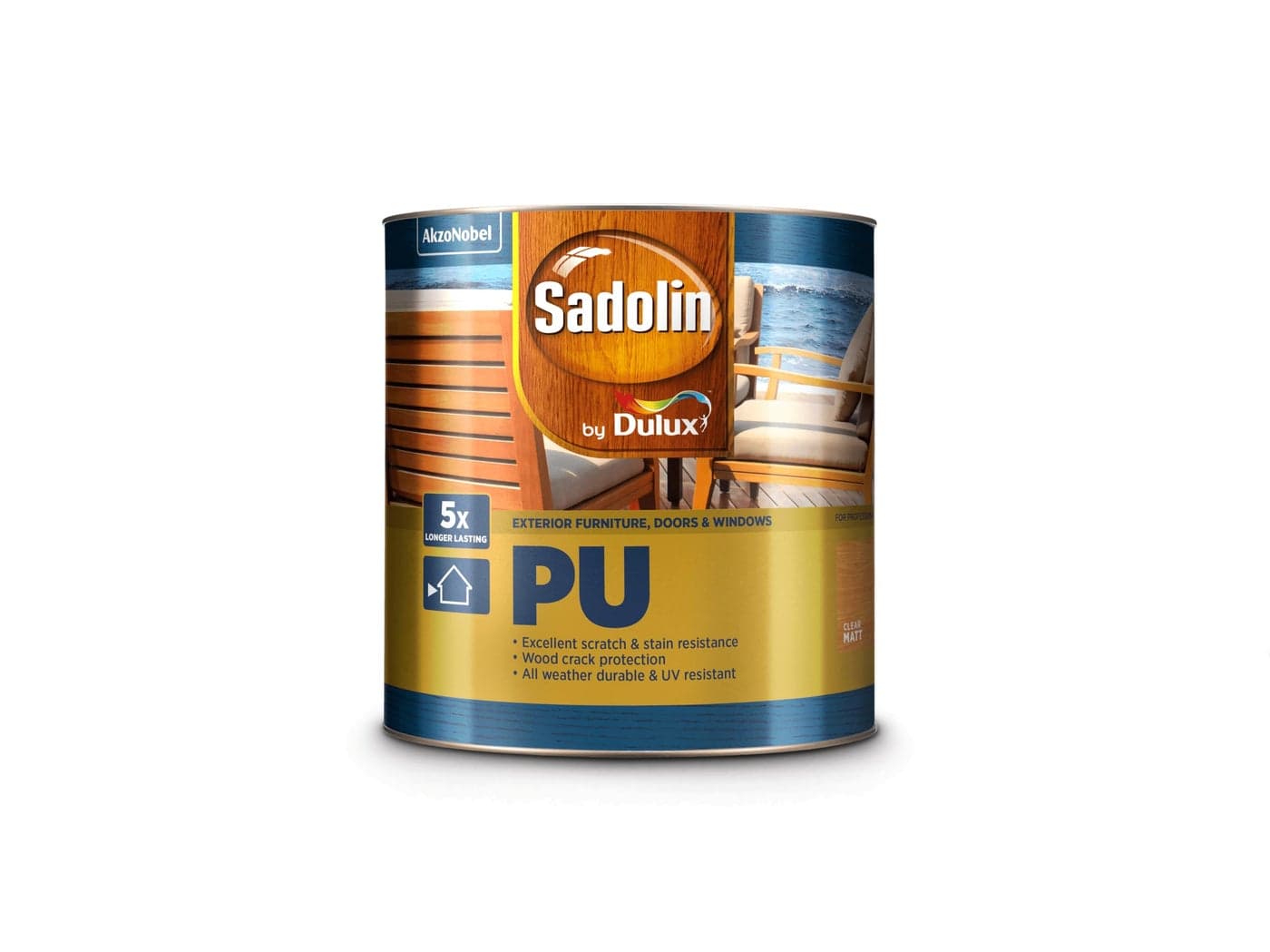 Sadolin by Dulux | PU Wood Polish Matt Finish for Exterior Surfaces | Excellent Resistance to Scratches, Stains, and Cracks | Water Resistant, All Weather Durable and Long Lasting, 1 litres