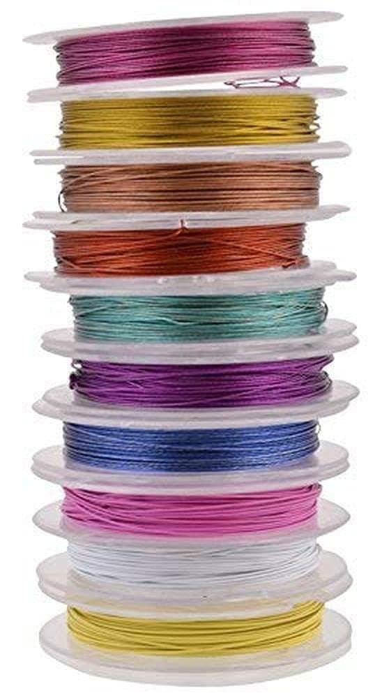 Diy Crafts 13664 Ft Tiger Tail Beading Wires Bright Bead Stringing Wires Stainless Steel Color 10 Roll 10 Color 10 Color Tiger Tail Wire Rolls