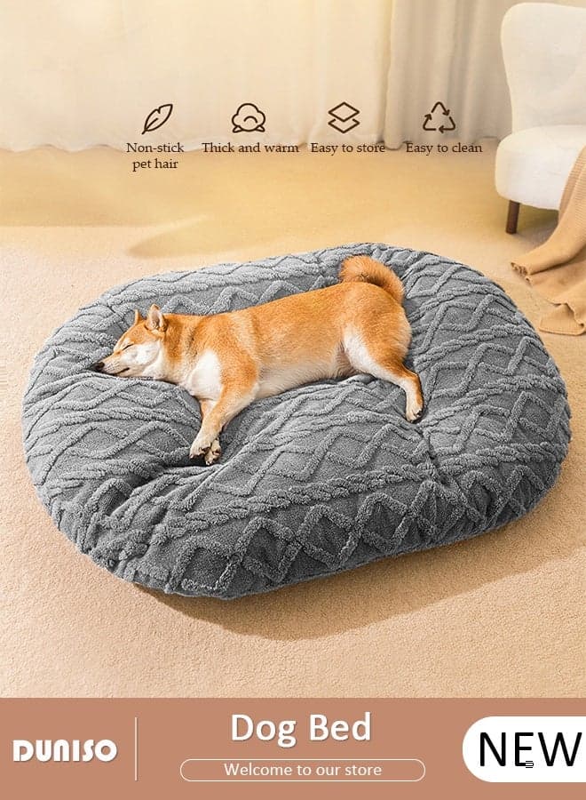 Dog Bed, Winter Warm Plush Reversible Sleeping Mat with Sponge Pad for Large , Jumbo, Medium, Small Dogs, Non-Slip Washable Pet Sofa for Cats, Golden Retriever Kennel Pad