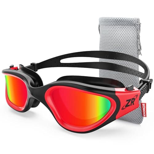 ZIONOR Swim Goggles, G1 Polarized Swimming Goggles UV Protection Leakproof Anti-fog Adjustable Strap for Adult Men Women (Polarized Mirror Red Lens)