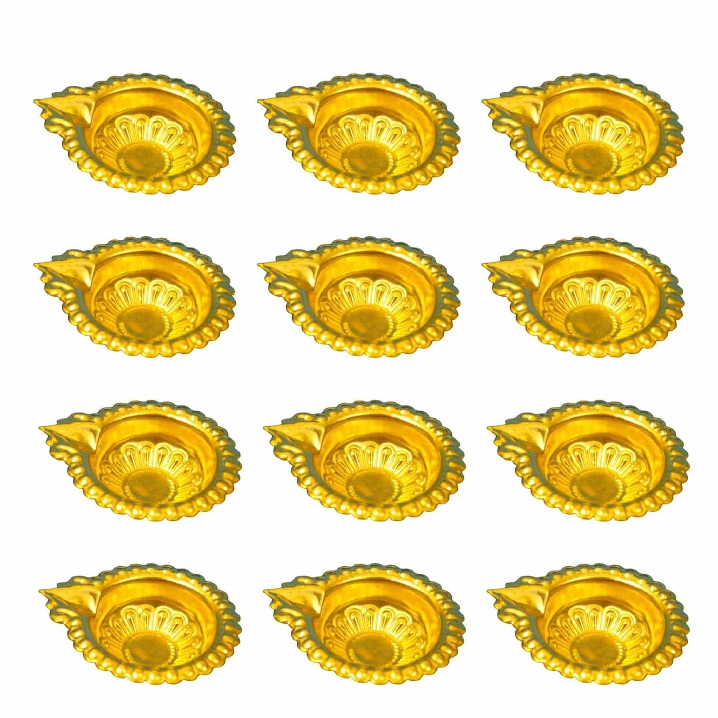 Spillbox Traditional Brass Diya for Puja Pooja Aarti Arti Deepak Deepam Oil Lamp for Home Temple Puja Articles Decor Gifts Laxmi deepam Size1Light Weight Pack of 12