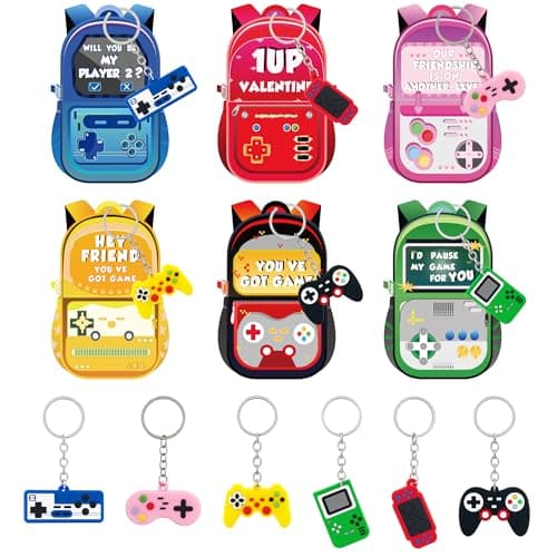 Gocozer 30 Pcs Valentines Day Cards Gifts for Kids Classroom Valentines Game Keychain for Kids School Gift Exchange Boys Girls Class Treats Goodie Bag Stuffers Toys
