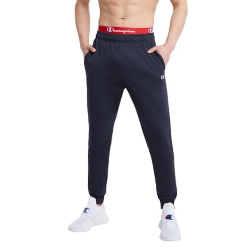 Champion Men's Fleece Joggers Sweatpants, Standard Fit, Midweight Fleece, Available in Regular and Big & Tall, Deep Navy, Medium