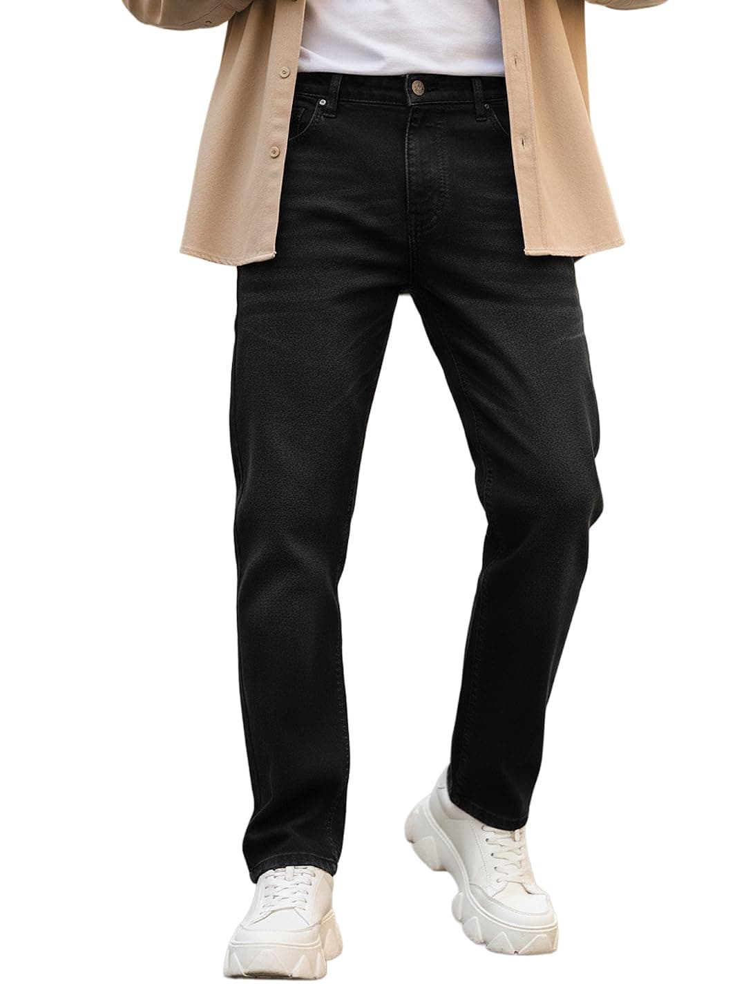 Urbano Fashion Men's Black Slim Fit Washed Jeans Stretchable (epswhskjean-black-38)