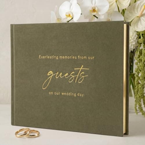 ZICOTO Beautiful Wedding Guest Book for Your Wedding Reception Simply Elegant Velvet Guestbook to Sign in and Add Polaroid Photos The Perfect Bridal Shower Guest Book for The Special Day