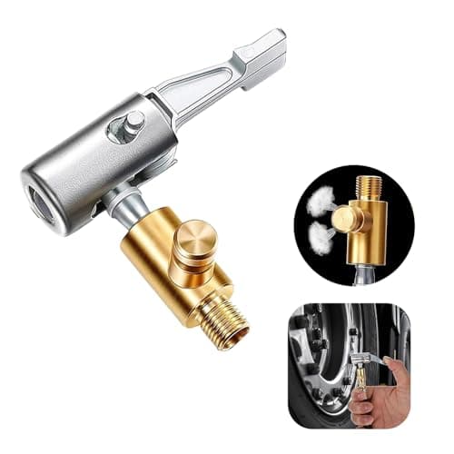 Universal Air Pump Nozzle for Inflator, Fapiwen Lock On Air Chuck Tire Inflator with Air Release Valve, Car Air Pump Thread Nozzle Adapter, Portable No Leakage Replacement Hose Adapter