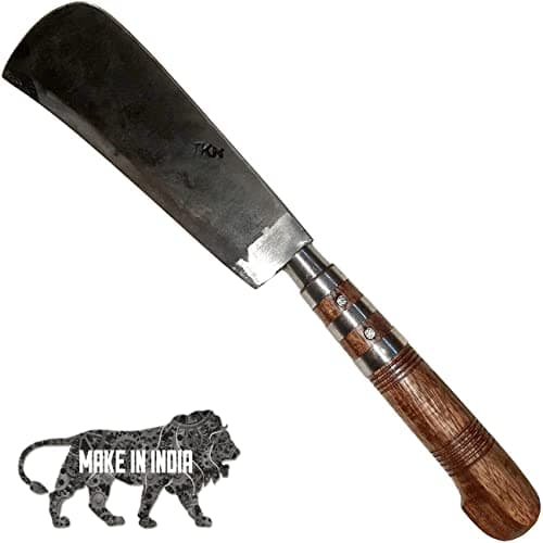 AMINUS Brand - Heavy Duty Handmade Multi-Purpose High Tempered Iron Steel Traditional Kitchen Knife (8-inch Blade) Wooden Gripped Handle Kerala Ponnanni Kathi