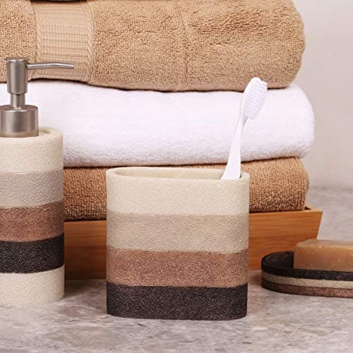 Home Centre Hudson - Brown Textured Polyresin Tooth Brush Holder
