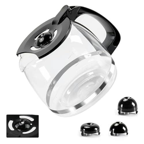 12-Cup Glass Coffee Carafes Replacement Pot 49902 Compatible with Hamilton Beach FlexBrew 12 Cup Coffee Carafe Maker 49904, 49915, 49905, 1 Pcs Carafe+3 Buckles
