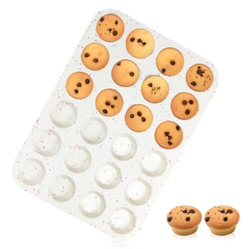CAKETIME Silicone Mini Muffin Pan, 24 Cups Nonstick Mini Cupcake Pan for Baking Muffin, Cupcake, Egg Bites, Fat Bomb, 1 Pack Confetti