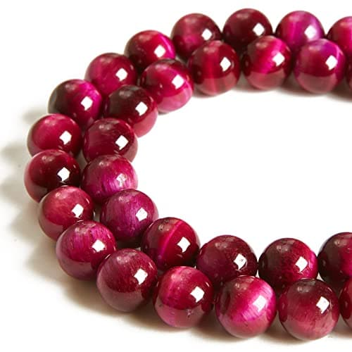 35pcs 10mm Magenta Tiger Eye Beads Natural Gemstone Beads Round Loose Beads for Jewelry Making