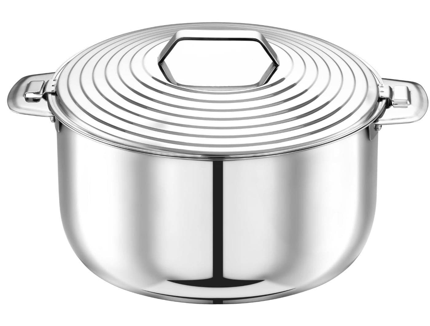 PRADEEP Stainless Steel Insulated Double Wall Serving Casserole Silverline Design Lid (1500ml) Heat Retention|Food Grade|PUF Insulated Food hot Pot|Hot and Cold Food Storage (1.5 litres,Silverline)