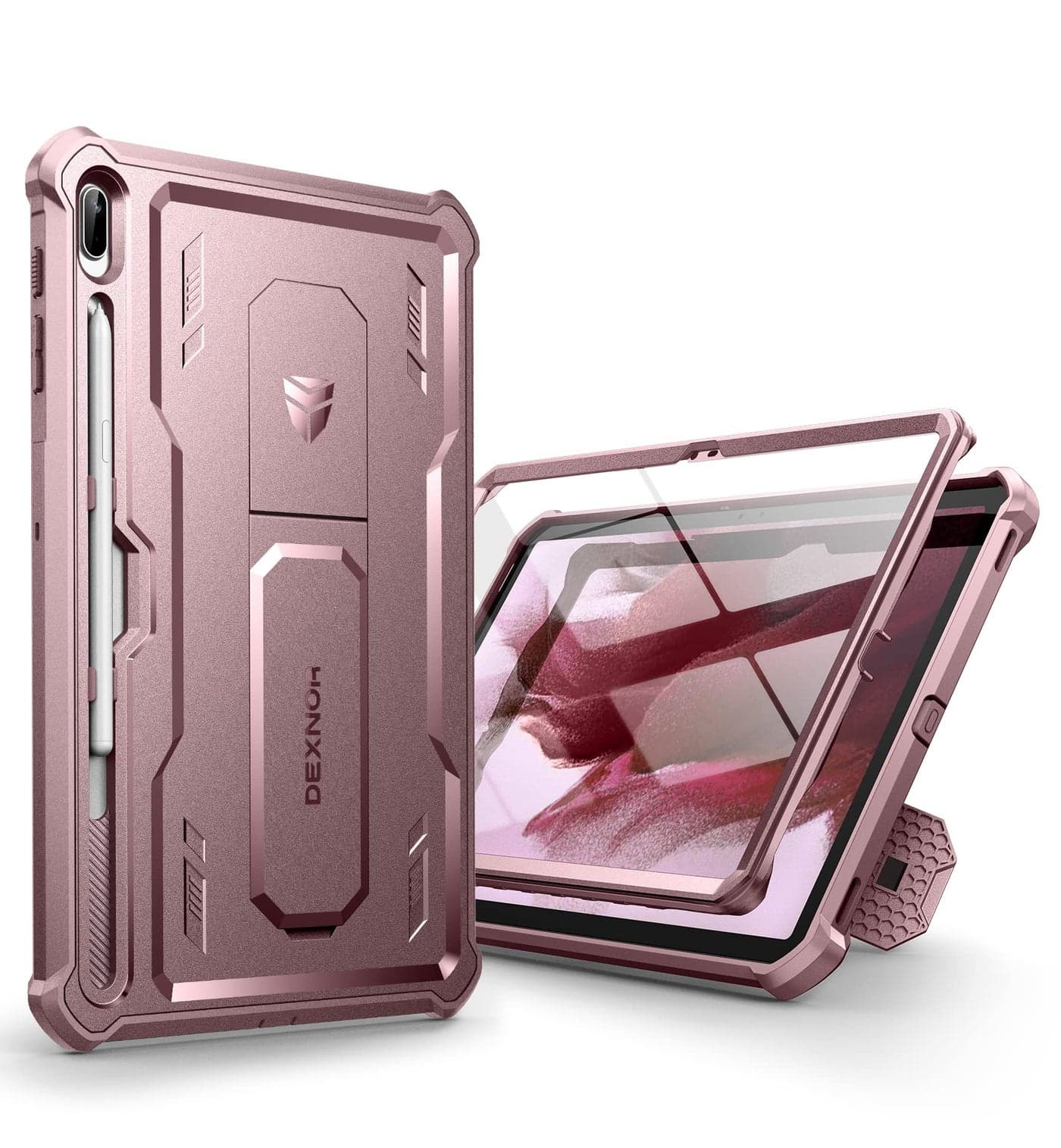 Dexnor Case for Samsung Galaxy Tab S7 FE 124 Inch 2021 Built in Screen Protector Kickstand with Pen Holder Heavy Duty Shockproof Full Body Protective Cover for Galaxy S7 FE CasePink