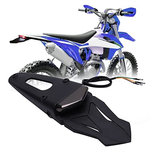 DREAMIZER Rear Fender Smoked Black 12V LED Tail Light Brake Lamp For Off-road Motorcycle Motocross Dirt Bike (Black#1