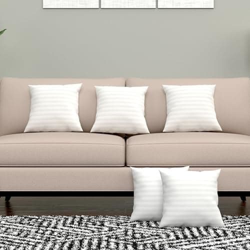 Kuber Industries Pack of 5 Cushion Filler | 12x12 Inch | Cushion Pillow Filler | Fluffy Microfiber Cushion Filler for Sofa-Living Room-Bedroom Decor | Throw Cushion Pillow | White
