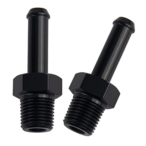 EVIL ENERGY 12 NPT Male to 58 Barb Fitting Adapter Straight Aluminum Black 2PCS