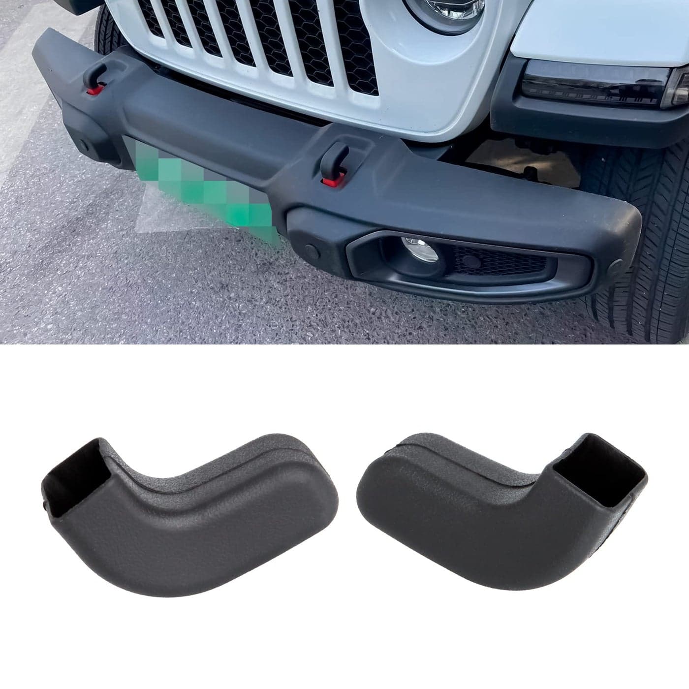 Phamyor Black Factory Bumper Tow Hook Covers Fit for Jeep Wrangler JK JL Gladiator JT 20072023 Front Bumper Add Cushioned Grip to Tow Strap Recovery Protect from Scuffs and Scratches 2Pcs