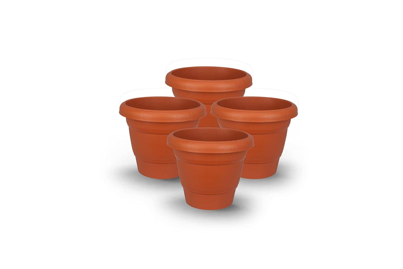 Halsey® Round Virgin Plastic Modern Design Durable Plastic Plant Pot for Gardening (Pack of 4) (Small (8 X 8 INCH))