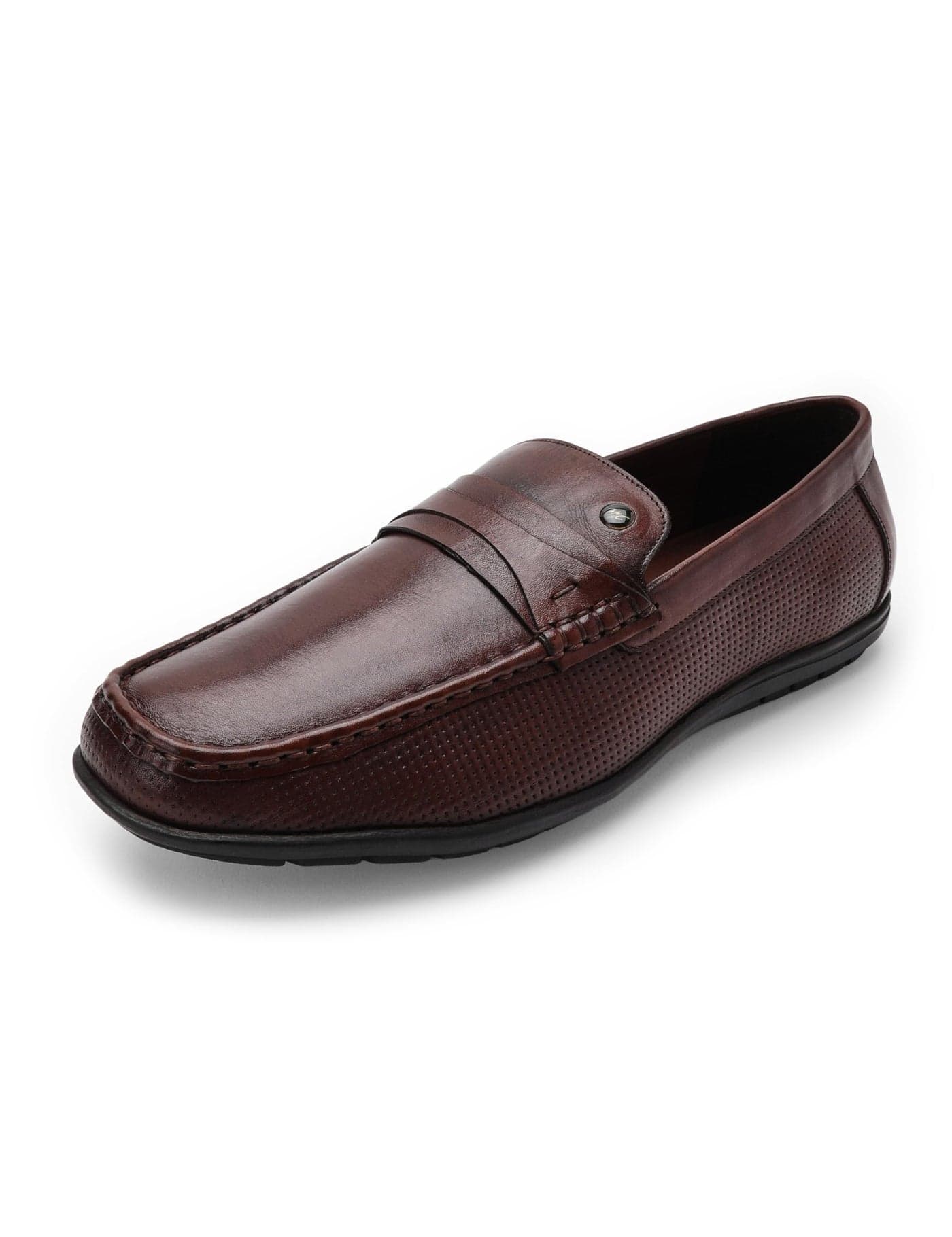 Monte Carlo Mens Brown Solid Slip on Genuine Leather Loafers (201822FW-1-6)