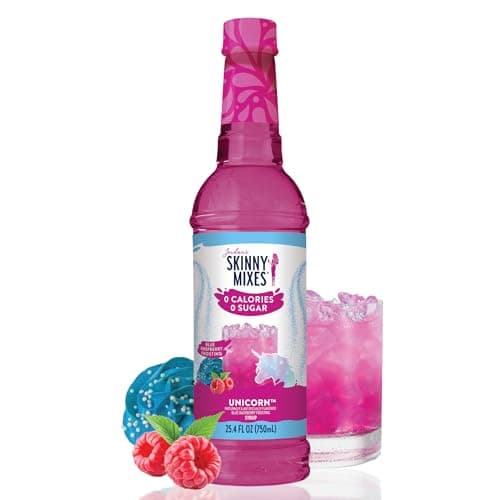 Jordan's Skinny Mixes Sugar Free Syrup, Unicorn Flavor, Fruit Flavored Water Enhancer, Drink Mix for Ice Tea, Lemonade & More, Zero Calorie Flavoring, Keto Friendly, 25.4 Fl Oz, 1 Pack