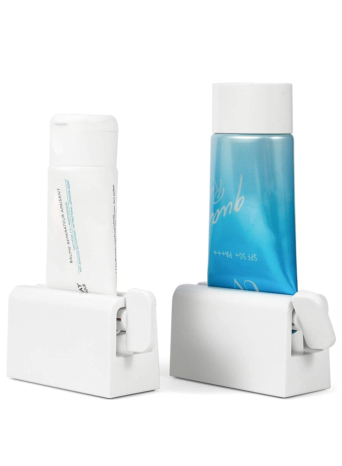 Toothpaste Squeezer, 2 PCS Squeezer Dispenser Set, Rolling Tube for Toothpaste, and Cosmetics (White)