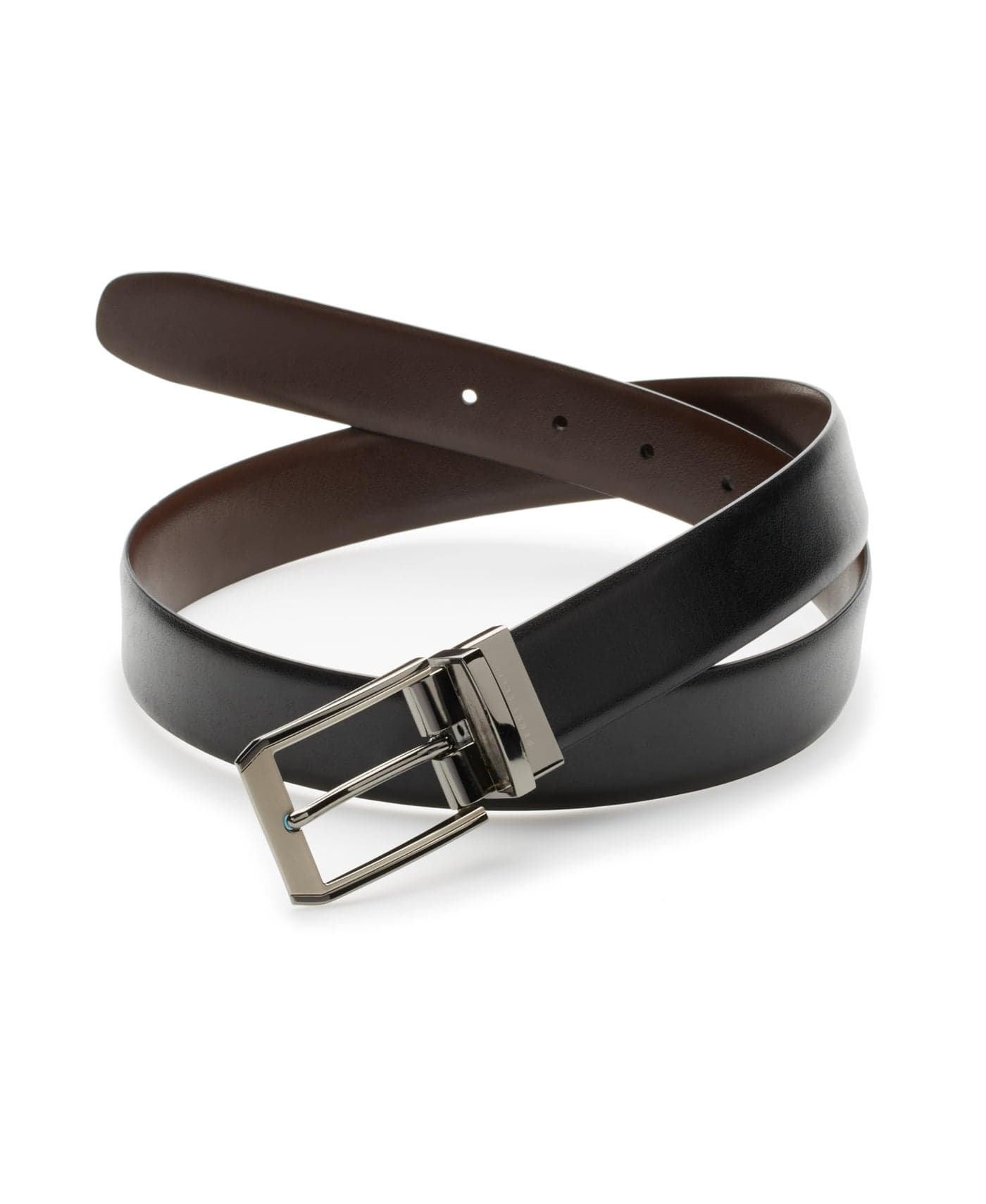 Perry Ellis Men's Portfolio 2-Tone Reversible Belt with Leather, Matte, Shine Buckle (Sizes 30-42 Inches), Black/Brown, 38