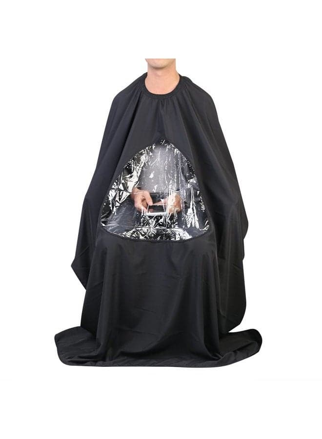 Salon Home Barbers Hairdressing Cape Gown with Viewing Window for Hair Cutting 6357"(Black)