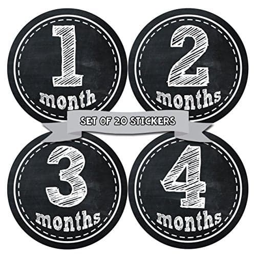 Months In Motion Baby Monthly Milestone Stickers - First Year Set of Baby Month Stickers for Newborn Photo Keepsakes (Gender Neutral - Boy or Girl Set of 20)