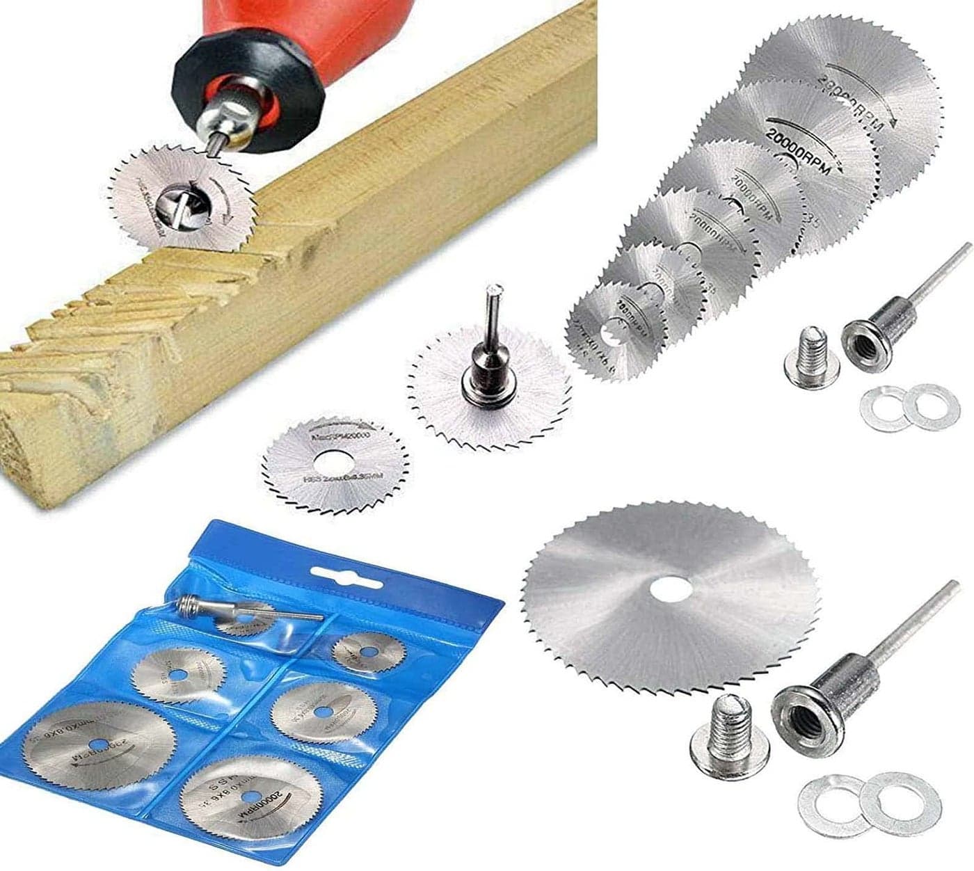 DIY Crafts Saw-Cutting, HSS Rotary Saw Blades Blade Disc Saw Carving Buffing Grinder Replacement Mandrel Set Mini Circular Cutter Rotary Tool Cutting Blades Tools (Saw-Cutting, Pack of 1 Sets)