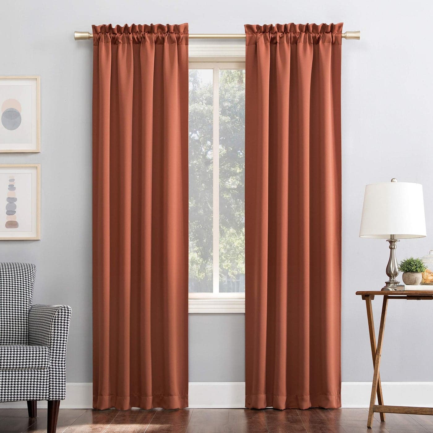 Sun Zero Easton Energy Saving Blackout Rod Pocket Curtain Panel 40 x 84 Terracotta