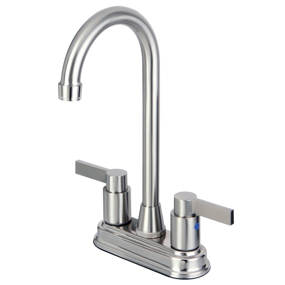 Kingston Brass KB8498NDL NuvoFusion TwoHandle 2Hole Deck Mount Bar Faucet in Brushed Nickel