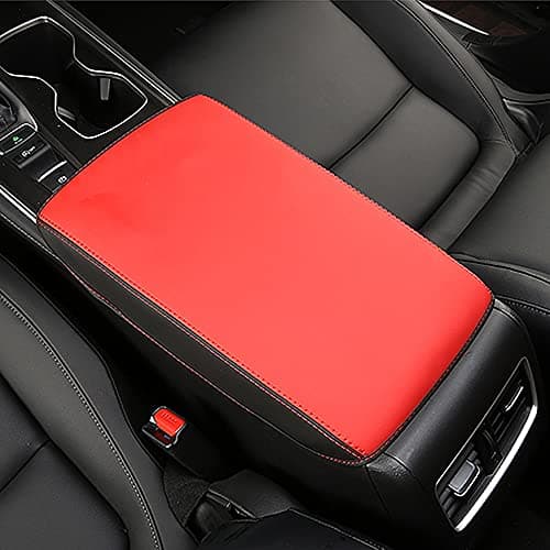 INTGET Car Console Cover for 2020 2021 2022 Honda Accord Accessories 2019 2018 Leather Armrest Cover Elbow Arm Rest Seat Box Protector Accessories for Honda Accord Center Console Cover(Black with Red)