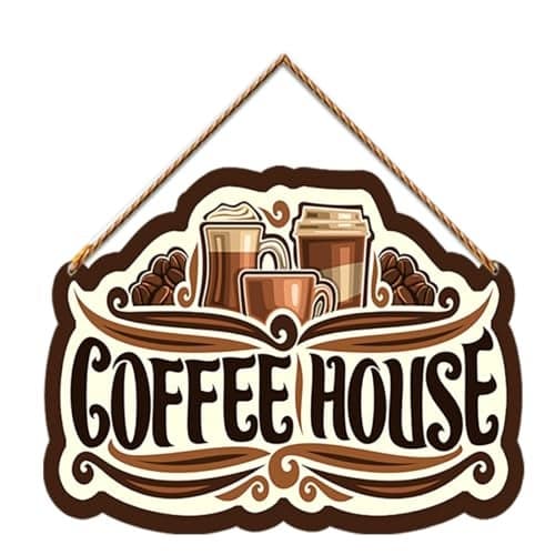 PNF Poster And Frames Coffee House Quote Wall art & Door Hanging Frame For Kitchen, Dining, restaurants Decor | Walland home Decor for Living Room | Room Decor Wall Decor Items For Bedroom | (Wooden, 11x9 Inch,brown)-32-3