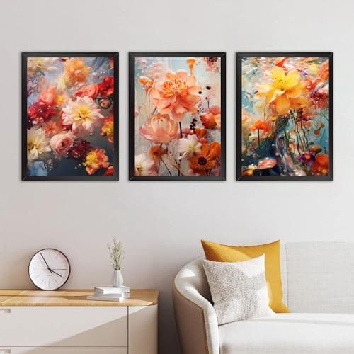 Decor Villa™ 3D YELLOW FLOWERS Digital Framed Painting for Wall Decoration - Wall Art Prints for Living Room Bedroom Office Room Decor (10.5x13.5 inch) (DVFC0021)