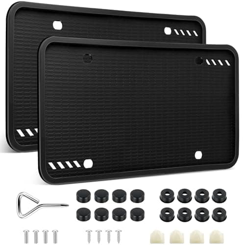 GaRhomxy Silicone License Plate Frames, 2 Pack Black License Plate Frame, Easy to Install Universal US License Plate Holder, Rust Proof, Weatherproof & Rattle-Proof, Car Exterior Accessories