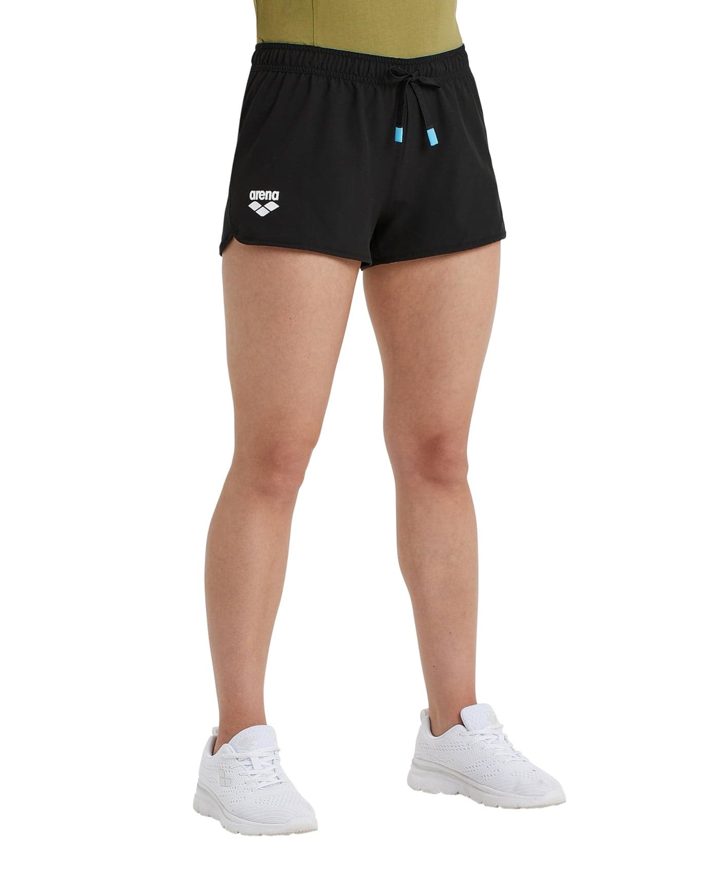 ARENA Womens Team Solid Athletic Workout Shorts with Side Pockets and Drawstring Adjustable Elastic Waistband Sports Training Bottoms Black Small