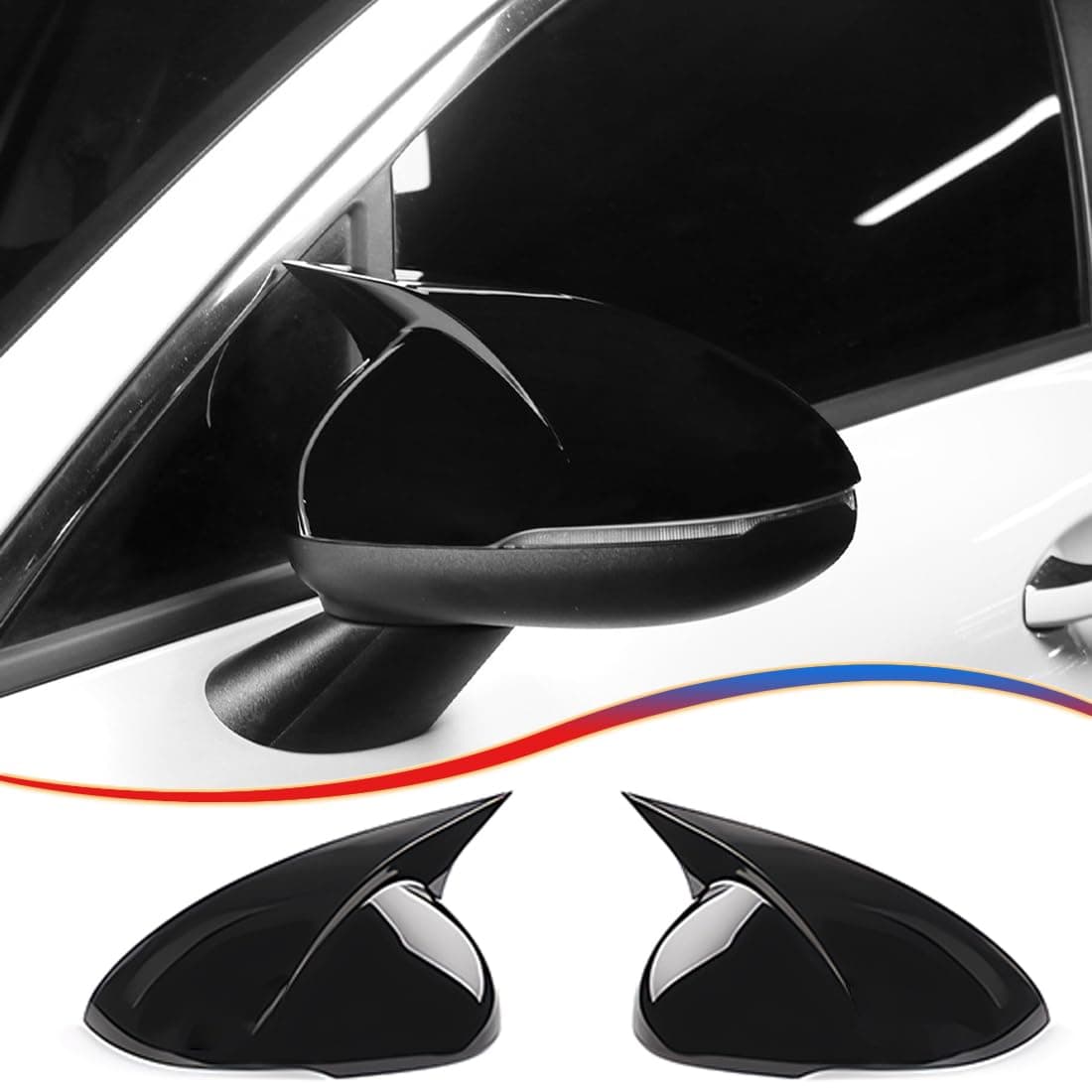 MUXEE Rear View Mirror Coverfor Kia K5Optima 2021 2022 2023 2024 2025 Bright Black Turn Signal Housing Cover Horned Mirror Cover Sets Accessories