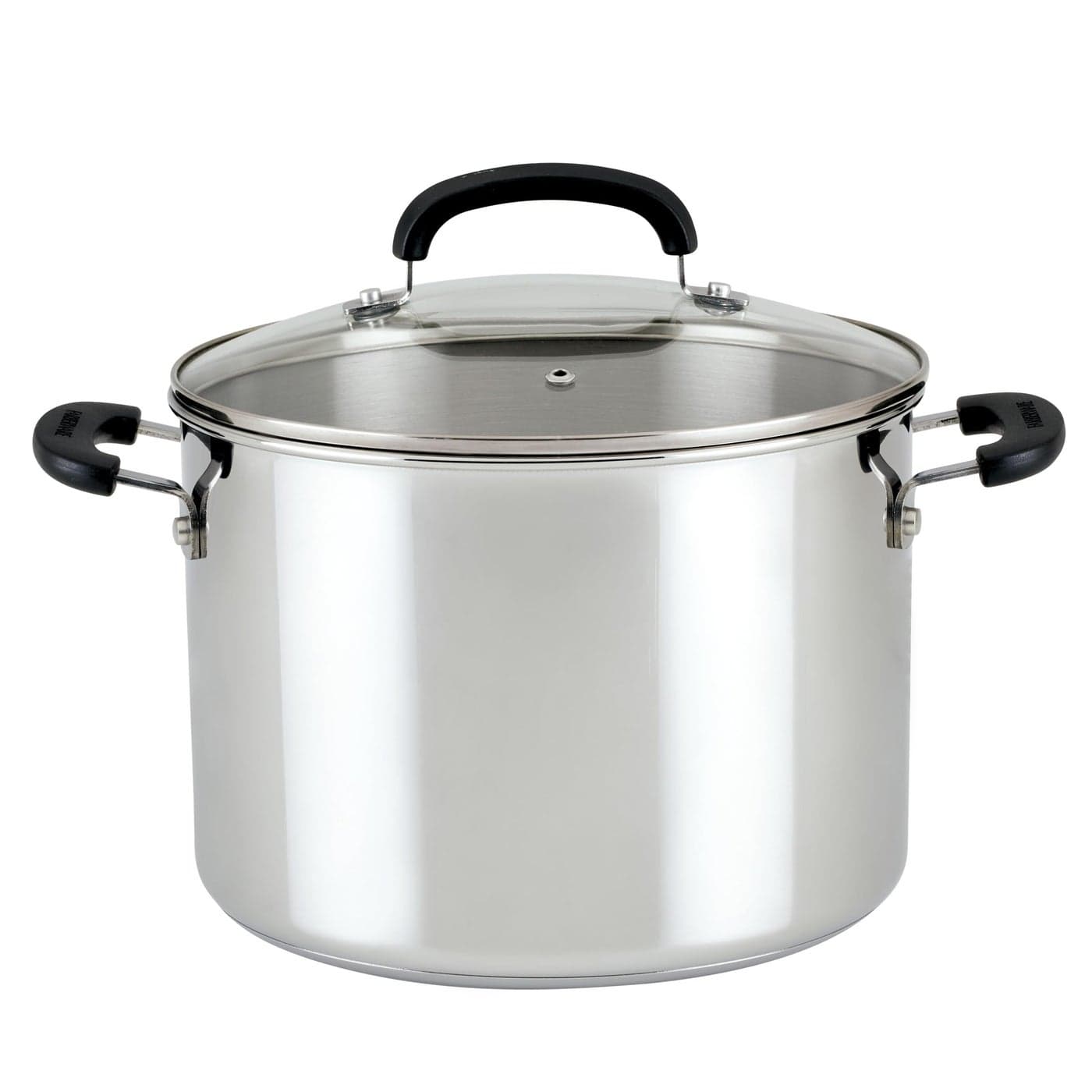 Farberware Brilliance Stainless Steel Stockpot with Glass Lid 8 Quart Dishwasher Safe and Induction Ready Compatible with All Cooktops Stainless Steel