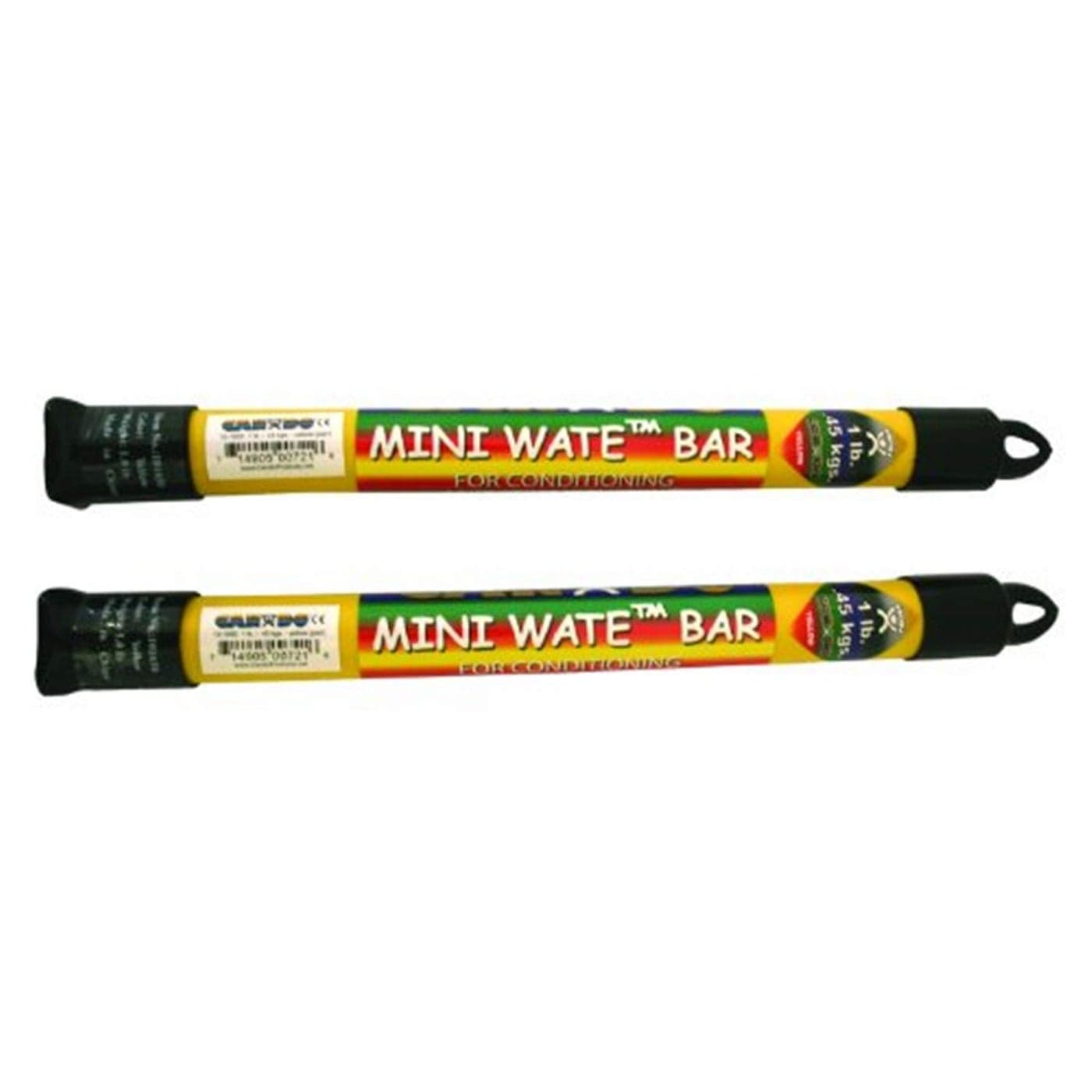CanDo Mini WaTE Bars 2 Piece Set 1lb Yellow Total Body Workout Weighted Exercise Bar for Strength Training Toning and Physical Therapy