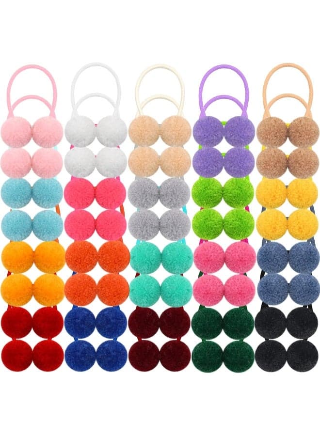 40 Pieces Pom Pom Hair Ties, 80Pcs Small Pom Ball Elastic Hair Fluffy Ponytail Holders Hair Rubber Band Hair Accessories for Baby Girls Toddlers Infants In Pairs