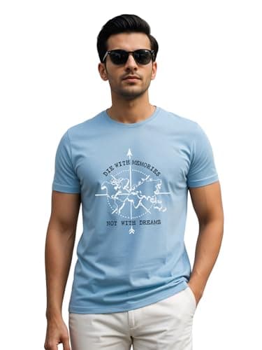 ADRO Die with Memories Not with Dreams Mens Cotton Printed T-Shirt (R21-M-DIE-SK_SkyBlue_2XL)