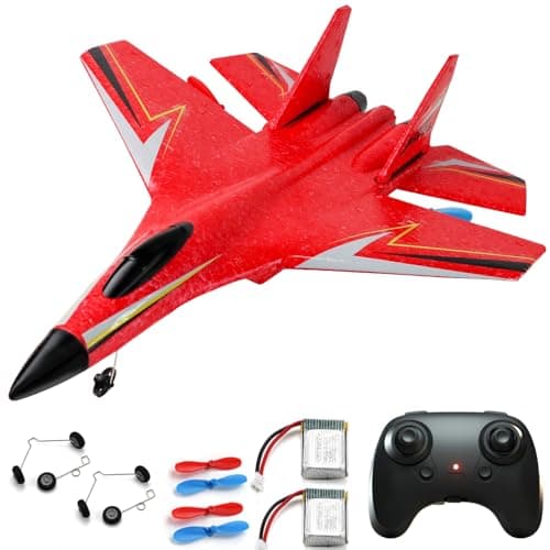 crohorizon Remote Control Airplane for Ages 14 Years and Up 2 Channels Foam RC Planes Jet Wireless ToyHobby RC Aircraft Glider for Beginners Teen Adult Red