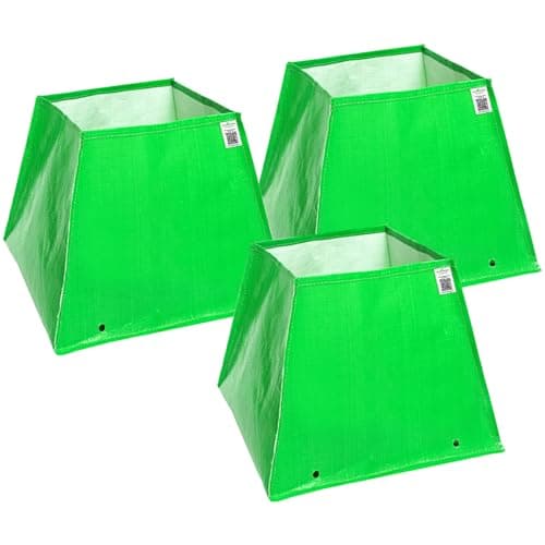 Anandi Green's Premium HDPE UV Protected 260 GSM Pyramid Shaped Green Colour Plants Grow Bags Suitable for Terrace and Vegetable Gardening Pack of 3 12X12X10 INCH