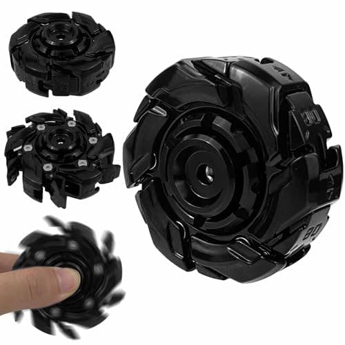 Metal Fidget Spinner for Adults Open Armor Executive Desk Toy for Office Cool Magnet Fidgets EDC Toys for Stress Relief Spin Activated Transformation Spinners for ADHD Autism Black