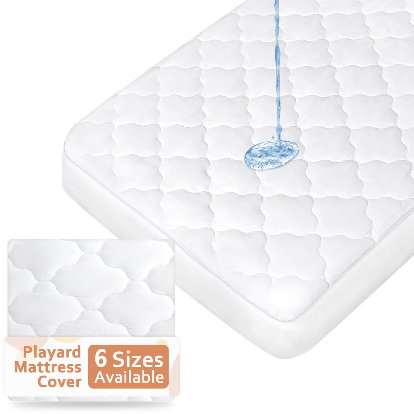 Pack and Play Mattress Pad 6 Sizes Compatible with Graco Pack and Play On The Go Playard and Portable Playard Pack and Play Sheets Fitted Waterproof Protector Cover Soft Quilted