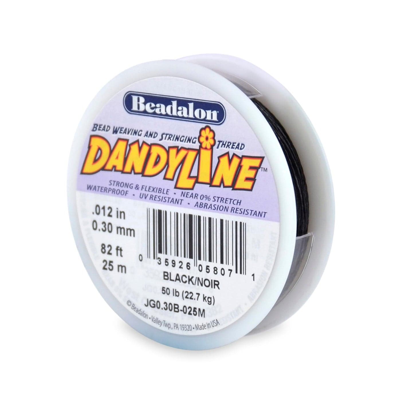 Beadalon Dandyline Bead Weaving Stringing Thread 030 mm 012 in Black 25 m