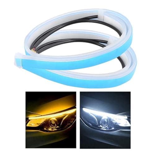 OBEROI'S TRADERS Premium Flexible Dual Color Headlight DRL Daytime Running Light Tube Guide Car LED Strip For Trunk/Dicky/Boot/Tail Lights Streamer Brake Turn Signal Light (60cm)